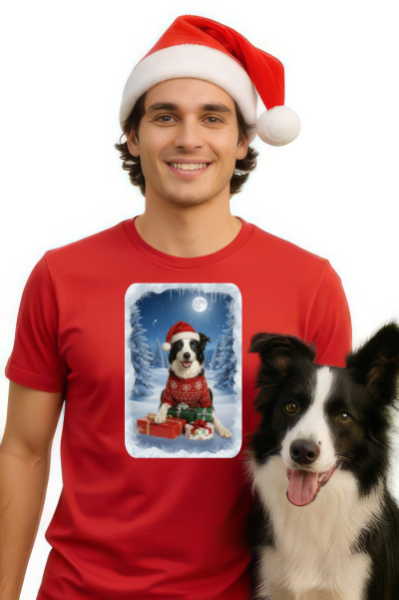 Vánoční tričko s Border kolií0